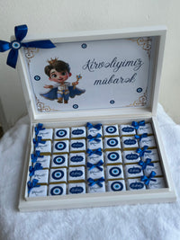 Evil Eye Circumcision Chocolate Shadow Box — Blue Nazar Prince Gift (30 chocolate & box) — Chocoodad Baku
