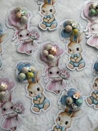 Girl & Boy Bunny Twin Welcome Chocolate Card — Bonbon Dome Favour — Chocoodad Baku