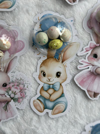 Girl & Boy Bunny Twin Welcome Chocolate Card — Bonbon Dome Favour — Chocoodad Baku