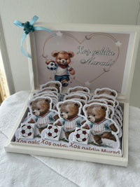 Football Theme Welcome Baby Boy Chocolate Box — White Newborn Gift Set — 30 Chocolate & Box — Chocoodad Baku