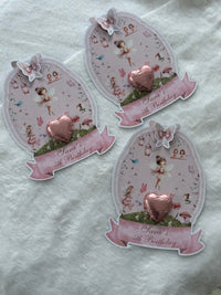 Fairy Garden Birthday Chocolate Card — Rose Gold Heart & Butterfly — Chocoodad Baku