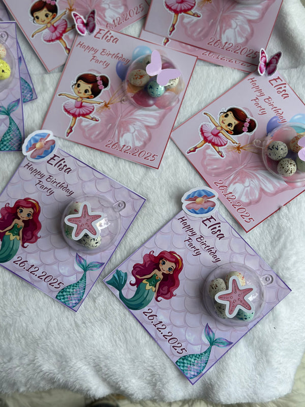 Little Mermaid & Ballerina Birthday Favour Card — Bonbon Dome Mixed — Chocoodad Baku