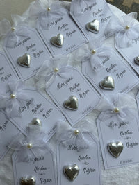 Yes Day Couple Name Chocolate Card — Silver Heart & Pearl Organza Bow — Chocoodad Baku