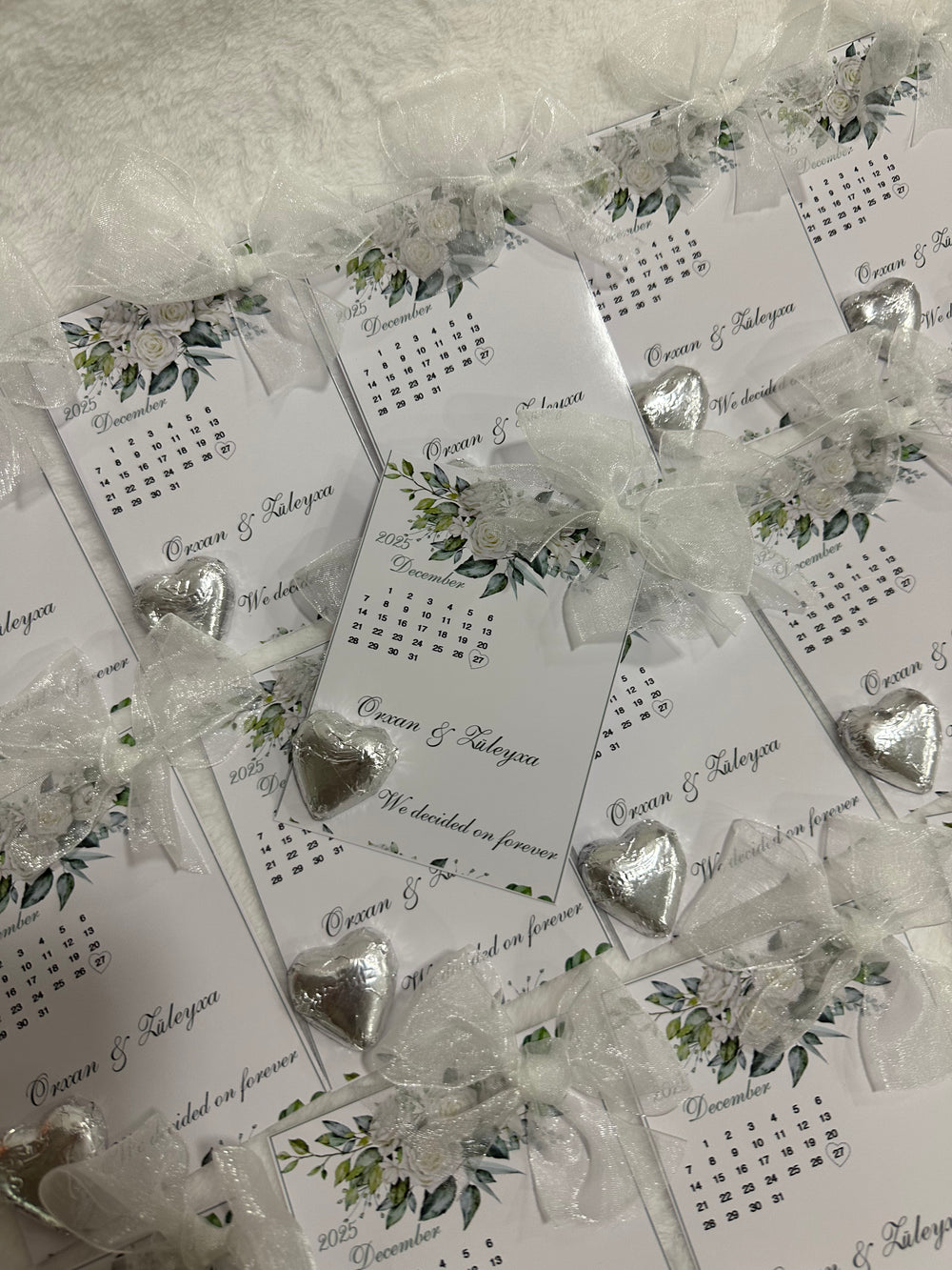 Botanical Engagement Chocolate Card — Calendar Date & Silver Heart — Chocoodad Baku