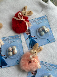 Frozen Elsa Birthday Favour Card — Puffy Bunny Hair Clip & Bonbon — Chocoodad Baku