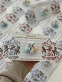 Vintage Carousel Twins 1st Birthday Favour Card — Bonbon Dome Gift — Chocoodad Baku