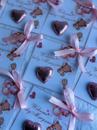 Teddy Bear Hot Air Balloon Welcome Baby Chocolate Card — Blue Newborn Favour — Chocoodad Baku