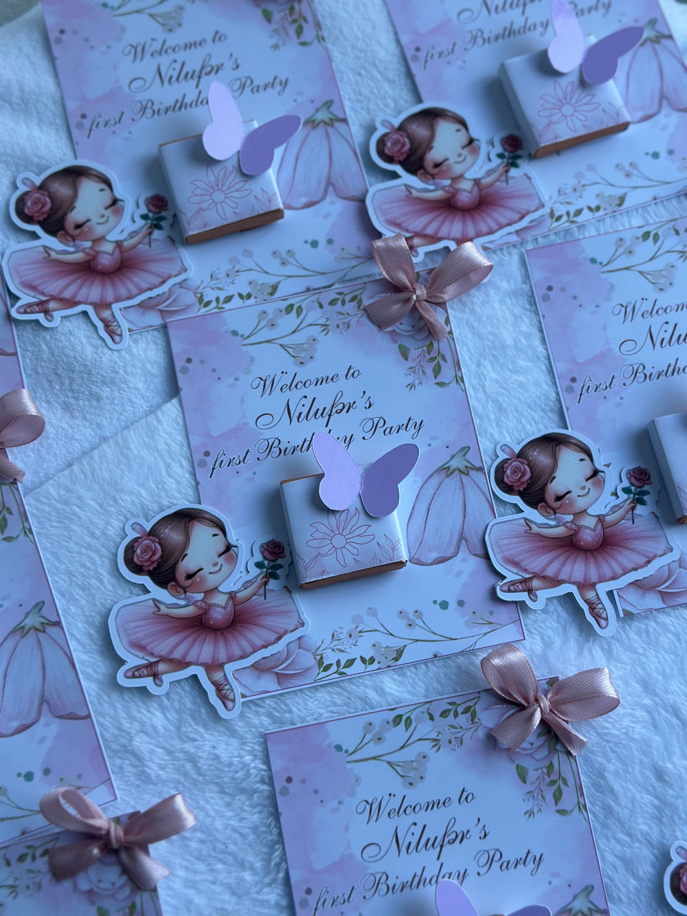 Ballerina Girl 1st Birthday Chocolate Card — Lavender Party Favour — Chocoodad Baku