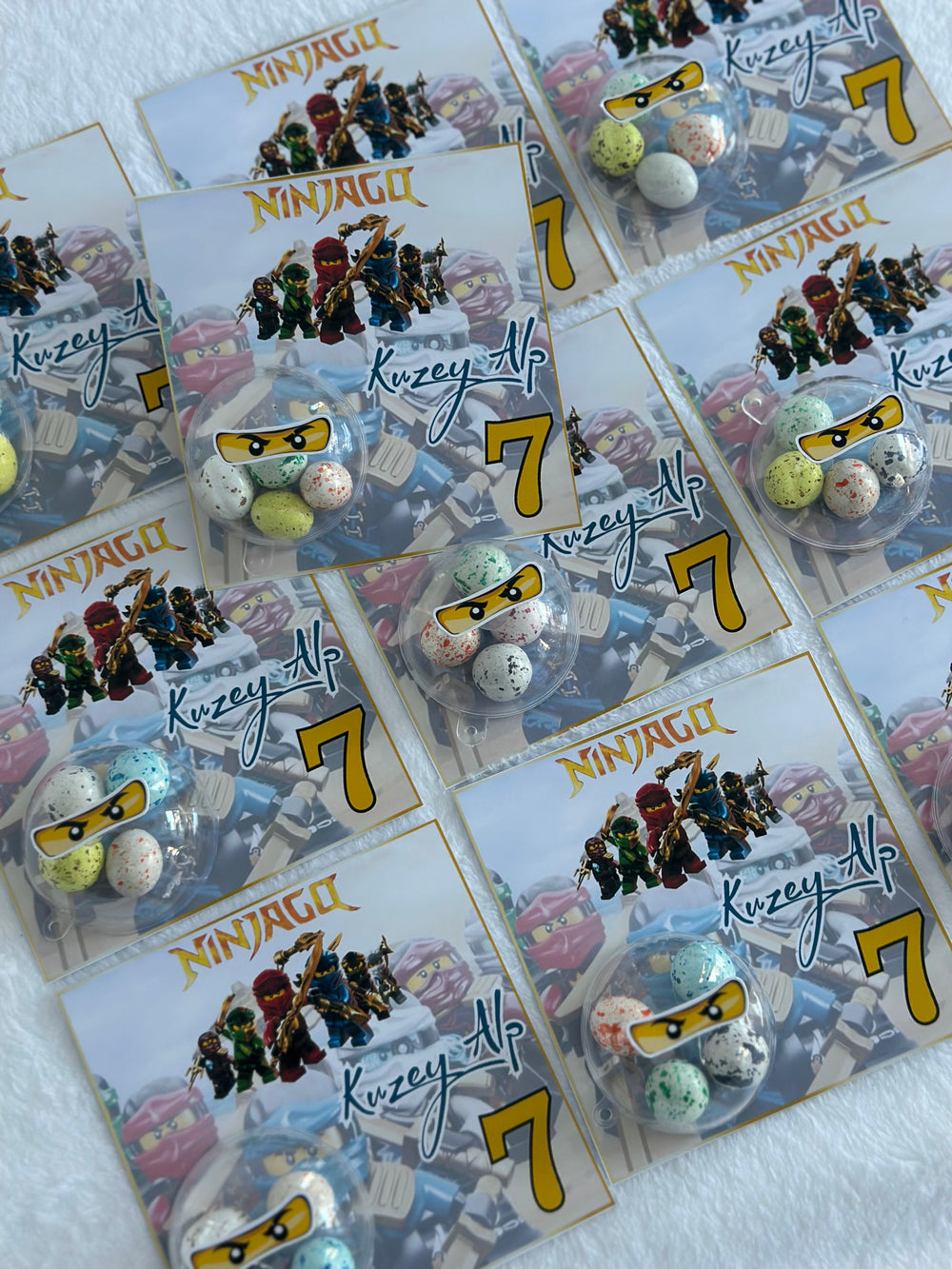 Ninjago Birthday Favour Card — Speckled Bonbon Dome Gift for Boys — Chocoodad Baku