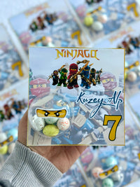 Ninjago Birthday Favour Card — Speckled Bonbon Dome Gift for Boys — Chocoodad Baku