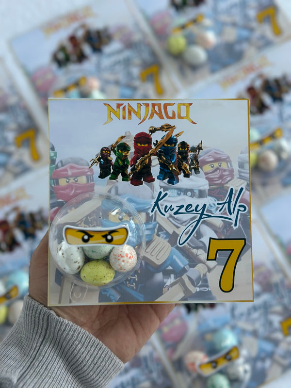 Ninjago Birthday Favour Card — Speckled Bonbon Dome Gift for Boys — Chocoodad Baku