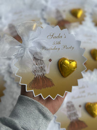 Gold Elegant Woman 55th Milestone Birthday Card — Gold Heart Chocolate — Chocoodad Baku