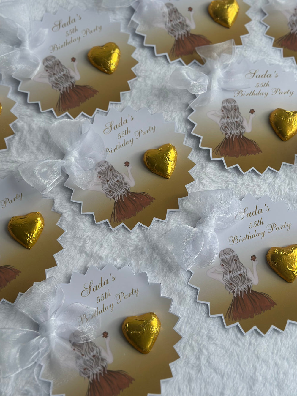 Gold Elegant Woman 55th Milestone Birthday Card — Gold Heart Chocolate — Chocoodad Baku