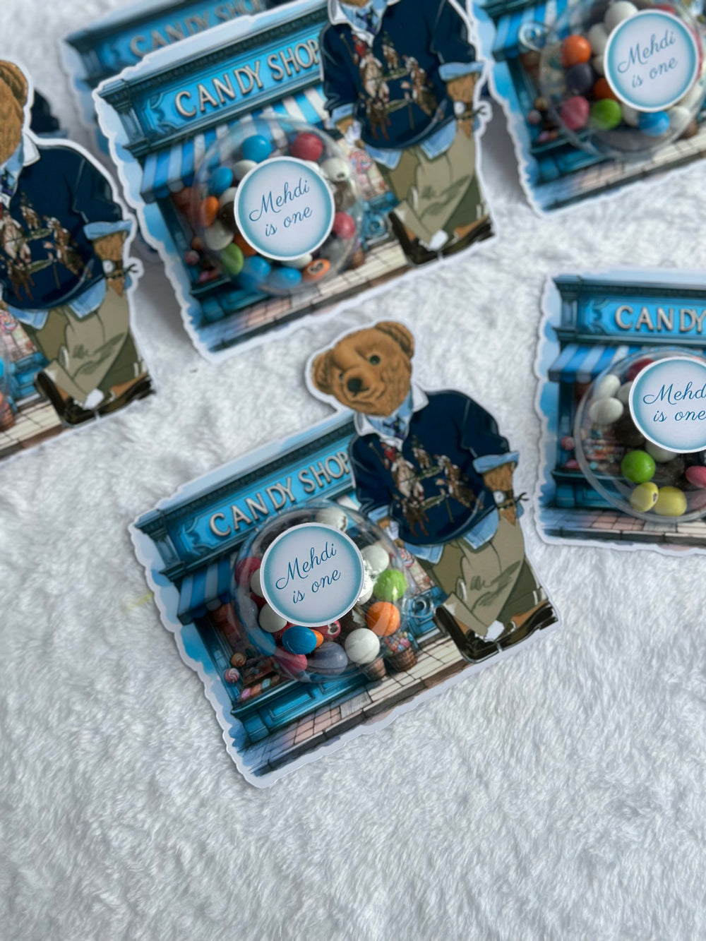 Polo Bear Candy Shop Birthday Bonbon Card — 1st Birthday Boy Gift — Chocoodad Baku