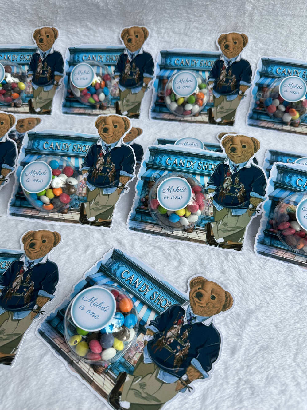 Polo Bear Candy Shop Birthday Bonbon Card — 1st Birthday Boy Gift — Chocoodad Baku