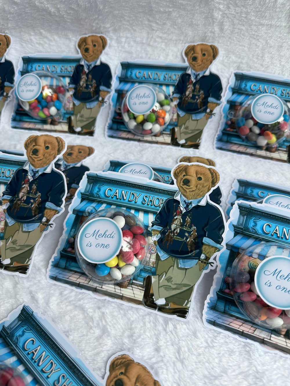 Polo Bear Candy Shop Birthday Bonbon Card — 1st Birthday Boy Gift — Chocoodad Baku