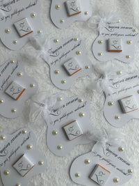 Pearl Anniversary Chocolate Card — Organza Bow & Monogram Gift — Chocoodad Baku