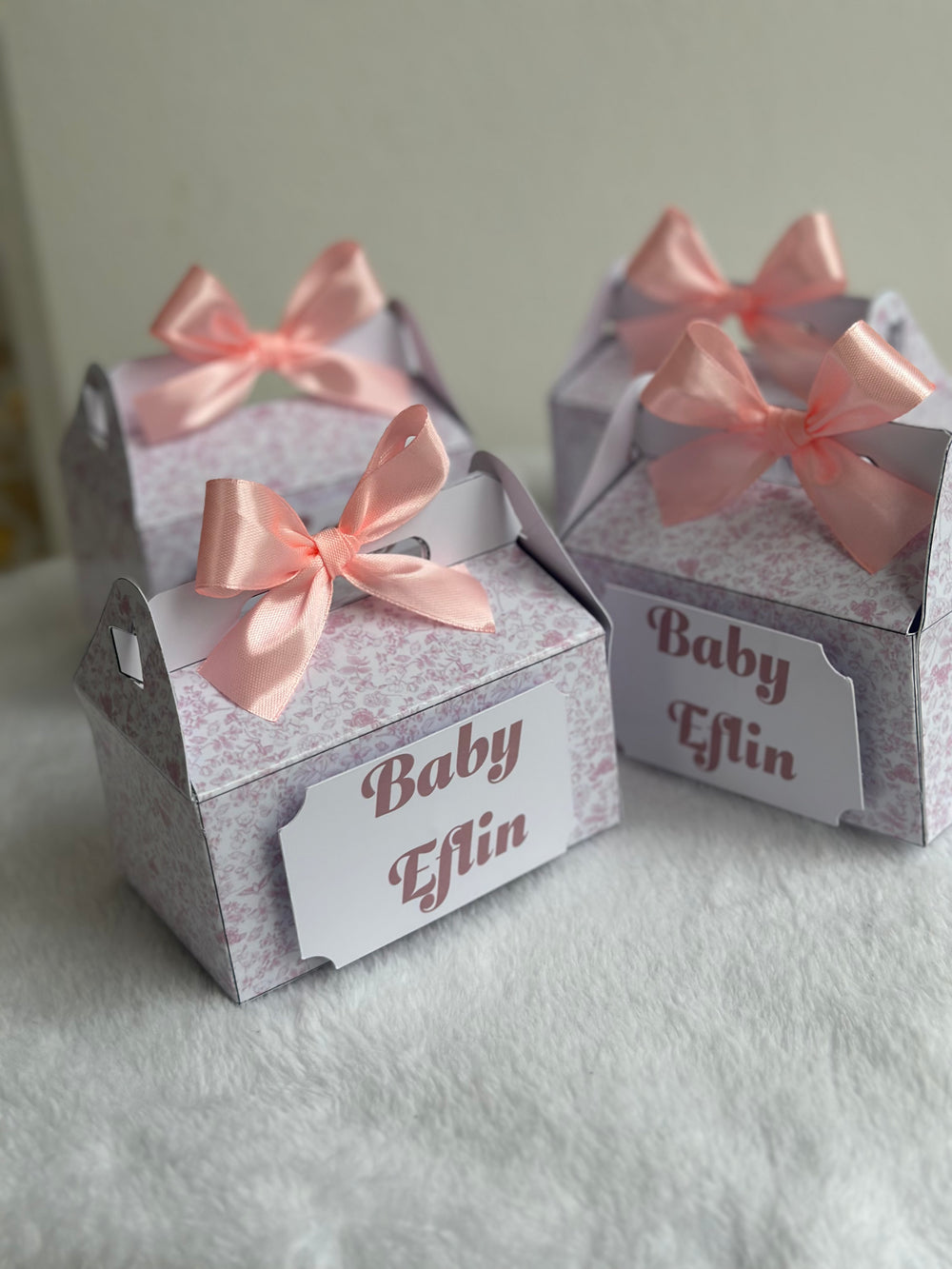 Pastel Boho Girl Baby Shower Pyramid Box — Pink Bow Favour — Chocoodad Baku