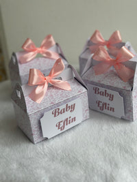 Pastel Boho Girl Baby Shower Pyramid Box — Pink Bow Favour — Chocoodad Baku