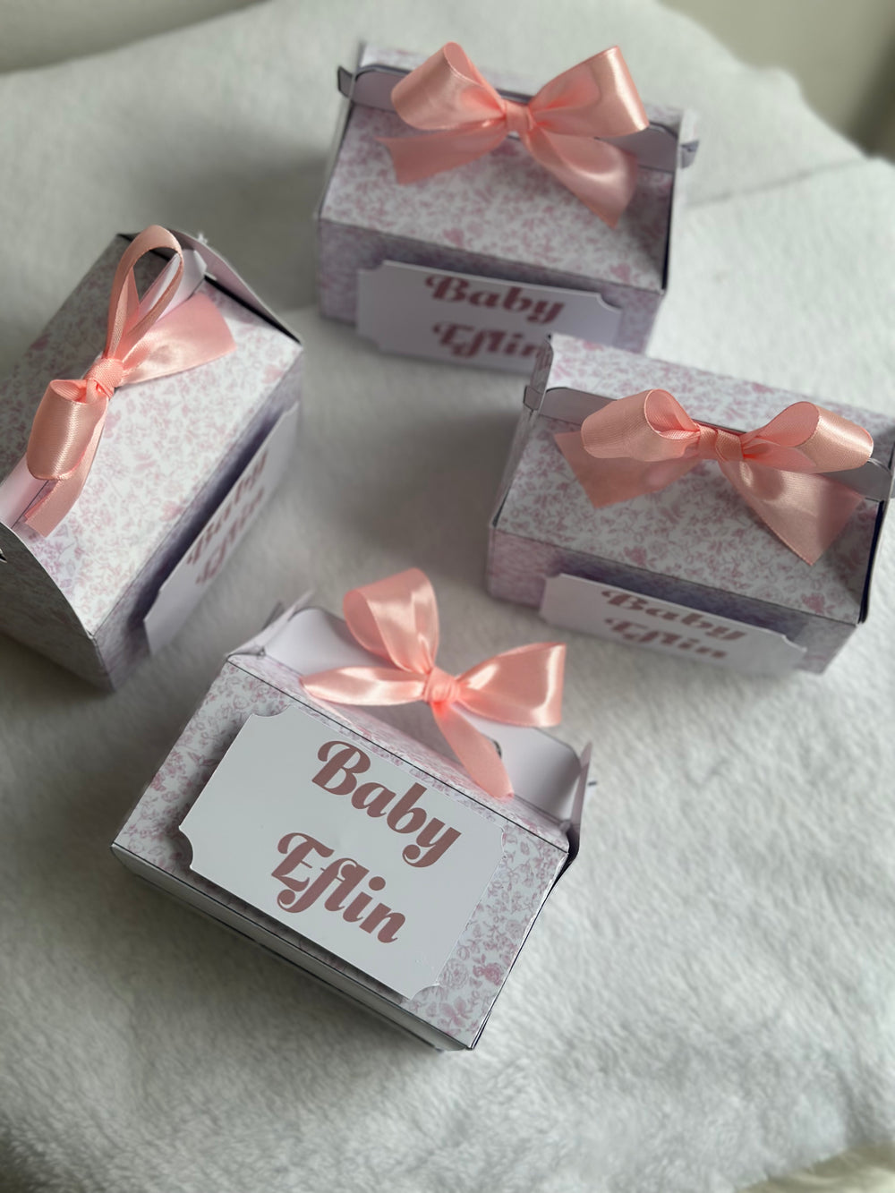 Pastel Boho Girl Baby Shower Pyramid Box — Pink Bow Favour — Chocoodad Baku