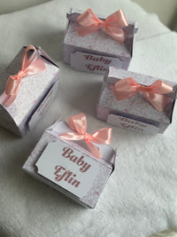 Pastel Boho Girl Baby Shower Pyramid Box — Pink Bow Favour — Chocoodad Baku
