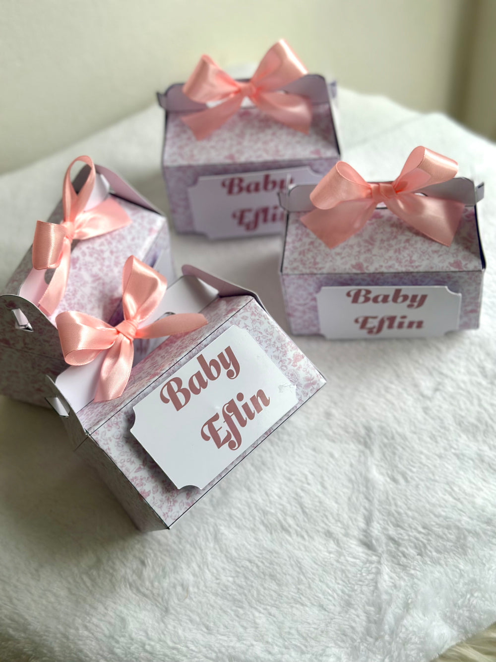 Pastel Boho Girl Baby Shower Pyramid Box — Pink Bow Favour — Chocoodad Baku