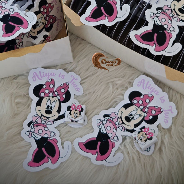 Make your birthday party magical with Minnie Mouse-designed chocolate cards, perfect as party favors and decorations