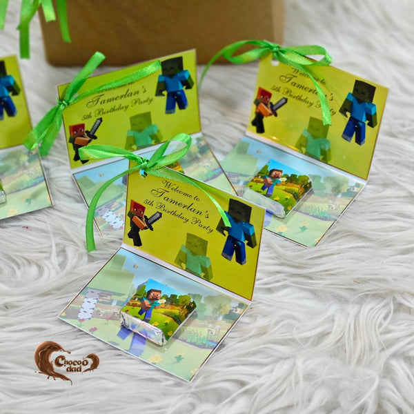 Minecraft Character Design Chocolate Cards for 5th Birthday
