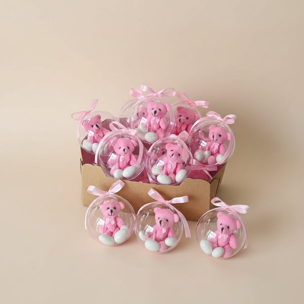 Pink Teddy Bear Ball-Shaped Chocolate Favors for Welcoming Baby