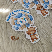 Teddy Bear Chocolate Cards for First Tooth Party