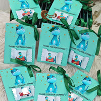 Thank you for coming!" in the cutest way with our doodle dinosaur-themed chocolate cards! 🦕🍫 Perfect for a 1st birthday party, these sweet treats are great for party favors and feature a fun, colorful design that kids and parents will love. 🎉✨ Add a personalized touch to make your little one's big day unforgettable!