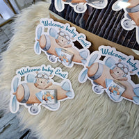 Baby Shower Airballoon Teddy Bear Designed Cut-Out Chocolate Cards