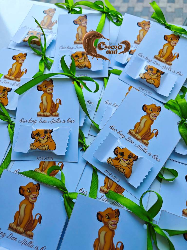 Little King Simba Chocolate Cards for Boys | Customizable 1st Birthday Party Boys Chocolates