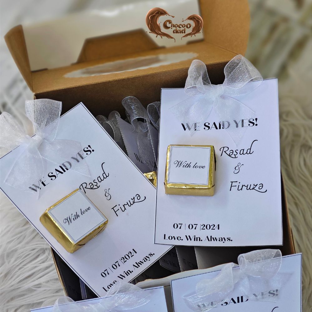 #WeSaidYes #EngagementChocolates #ElegantFavors #ProposalDayTreats #CustomChocolates #LoveWinAlways #PremiumChocolate 