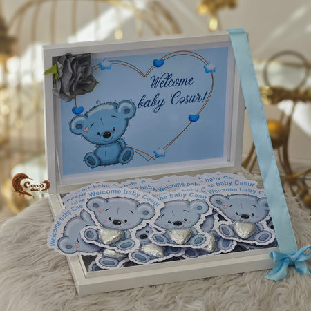 "Welcome Baby" Koala Temalı 30 Ədədlik Şokolad Kartları Qutusu