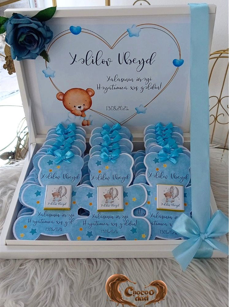 Welcome Baby Boy Chocolate Box – 50 Pieces in Blue Design