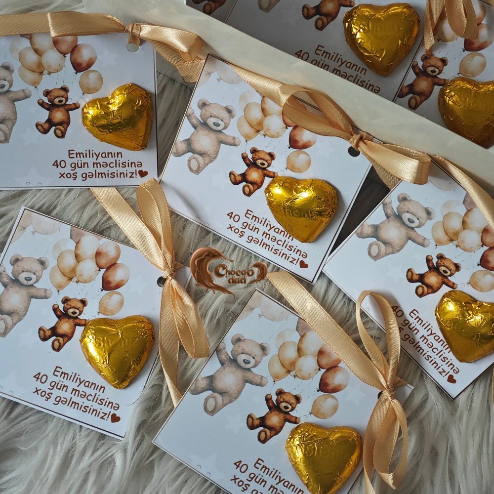 Welcome to Baby Emilya's 40-Day Celebration - Chocolate Favor Cards

