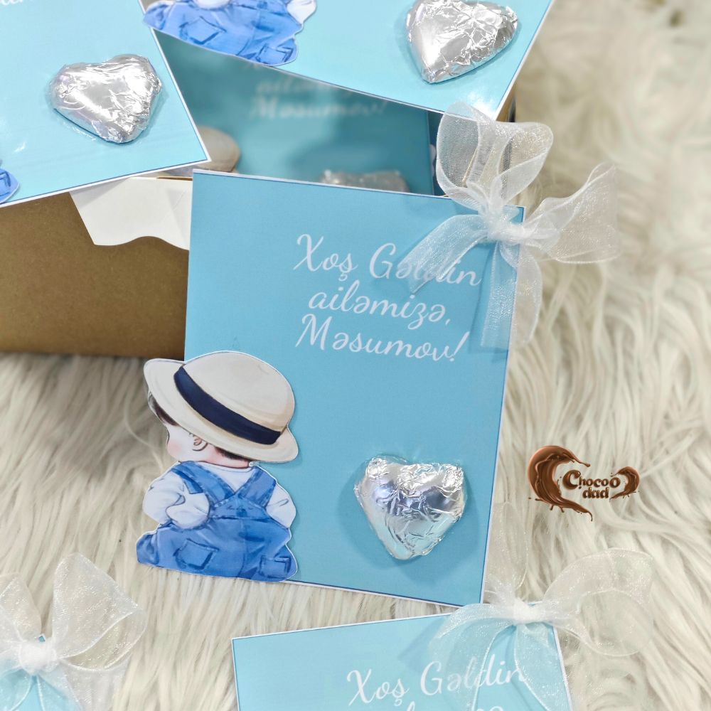 "Welcome to Our Family" Baby Boy Chocolate Cards