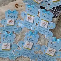 Welcome to Our Life" Blue Teddy Bear-Shaped Chocolate Card