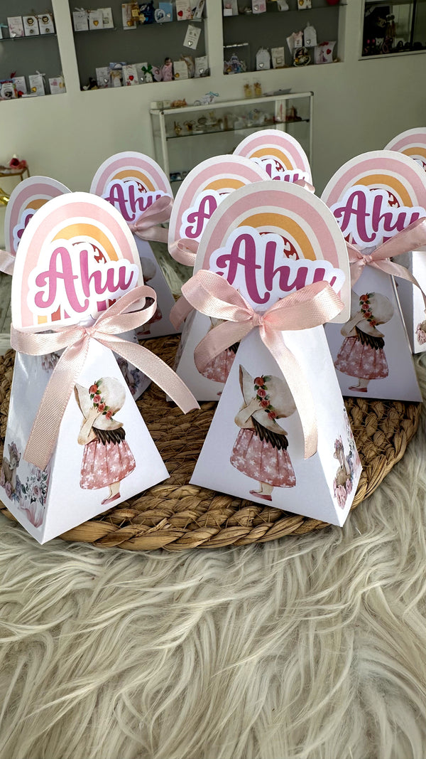 Boho Girl Baby Shower Pyramid Favour Box — Personalised Chocolate Gift — Chocoodad Baku