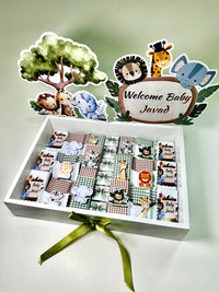 Jungle Safari Welcome Baby Boy Chocolate Box — Green Newborn Gift Set — Chocoodad Baku