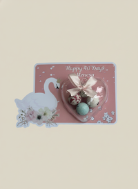 Swan Baby 40 Days Favour Card — Pink Speckled Bonbon Dome Gift — Chocoodad Baku
