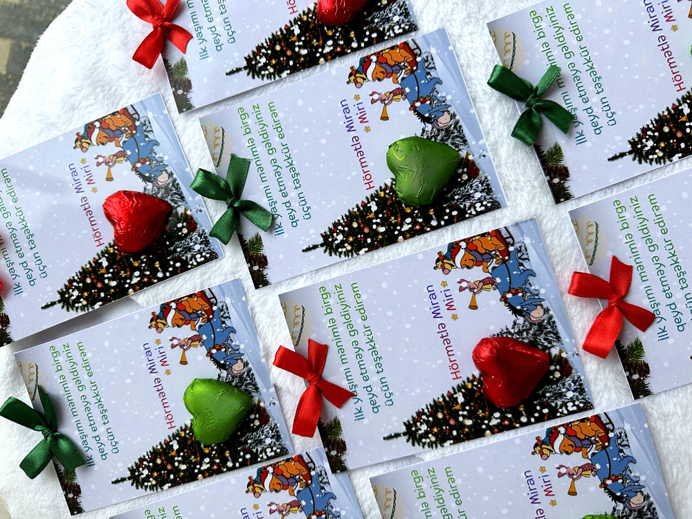 New Year 1st Birthday Chocolate Card — Christmas Tree Combined Favour — Chocoodad Baku