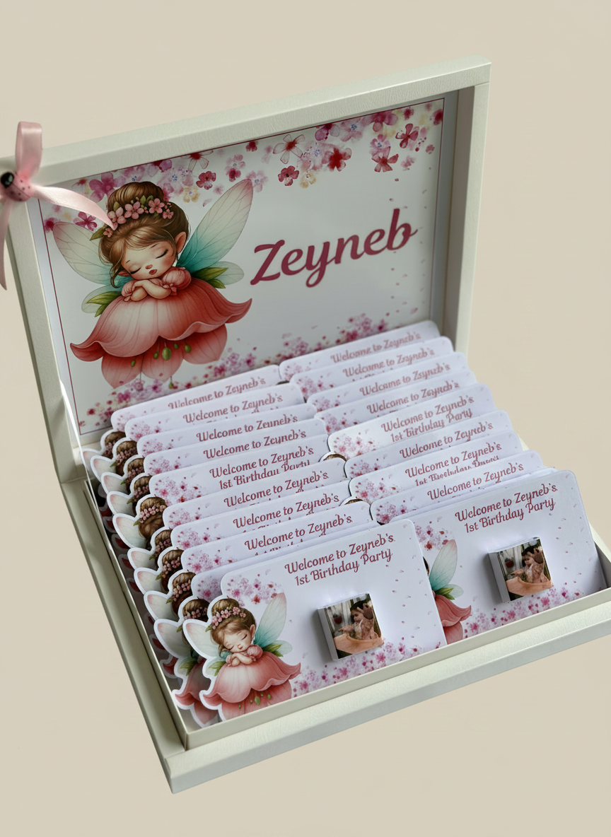 Flower Fairy Birthday Chocolate Card Shadow Box — 1st Birthday Display — Chocoodad Baku