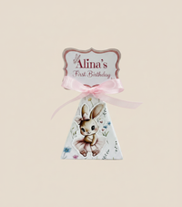 Bunny Ballerina 1st Birthday Pyramid Favour Box — Personalised Chocolate — Chocoodad Baku