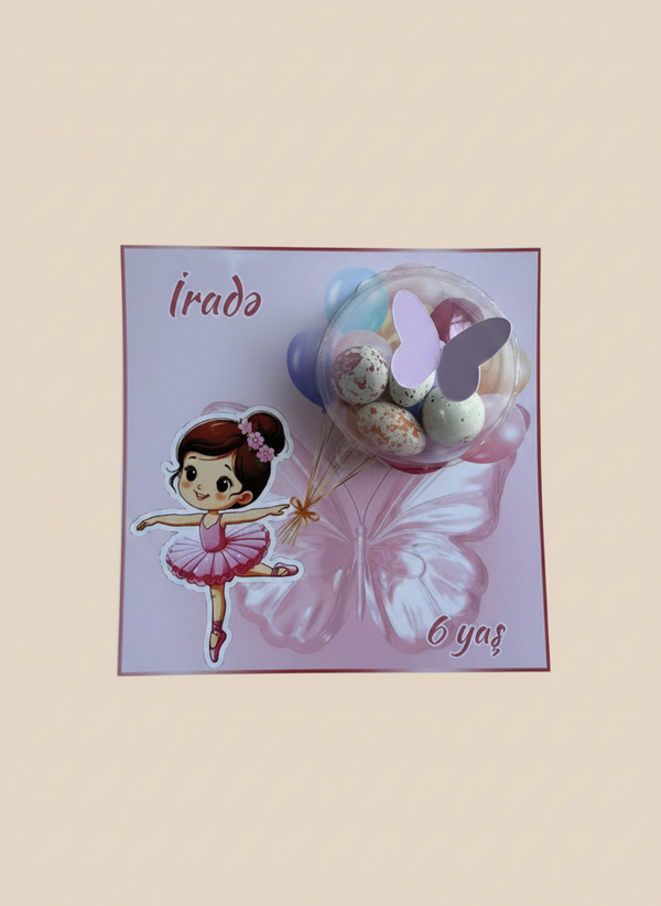 Little Mermaid & Ballerina Birthday Favour Card — Bonbon Dome Gift — Chocoodad Baku