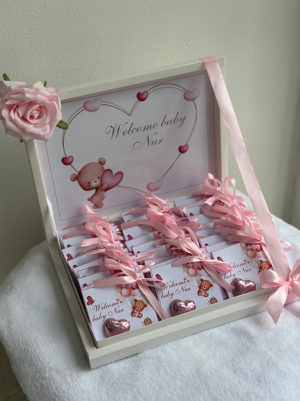 Cute Teddy Bear Newborn Favour Box — Personalised Chocolate Gift — Chocoodad Baku