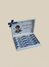 Evil Eye Circumcision Chocolate Shadow Box — Blue Nazar Prince Gift (30 chocolate & box) — Chocoodad Baku