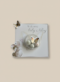 Boho Bunny Butterfly Welcome Baby Favour Card — Speckled Bonbon Gift — Chocoodad Baku