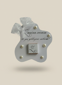 Pearl Anniversary Chocolate Card — Organza Bow & Monogram Gift — Chocoodad Baku